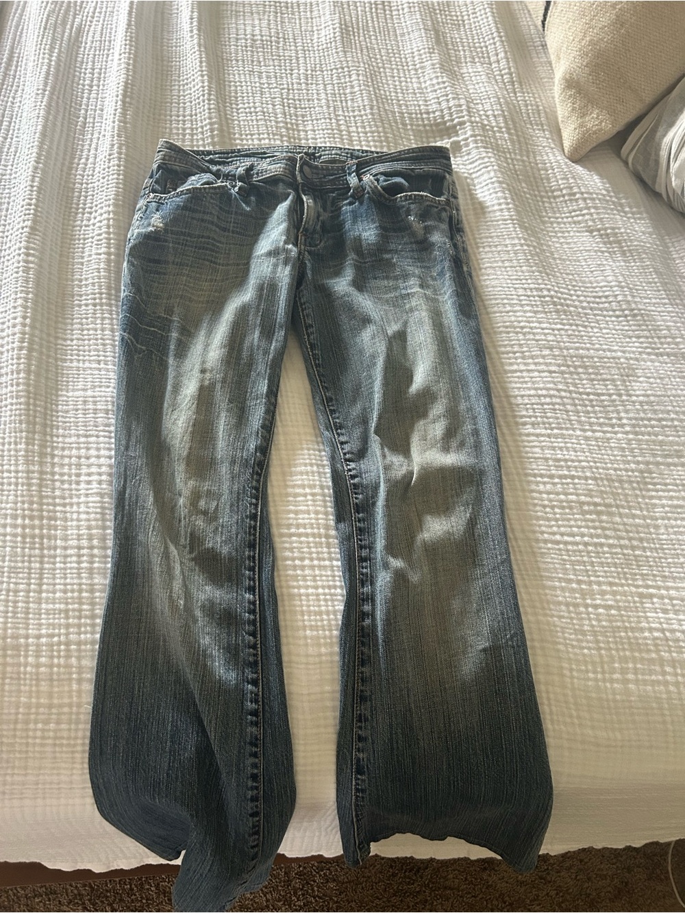Vintage Women's Blue Low Rise Denim Jeans - fitted boot cut circa 2007